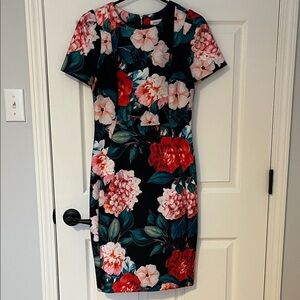 Calvin Klein Black Floral Midi Dress